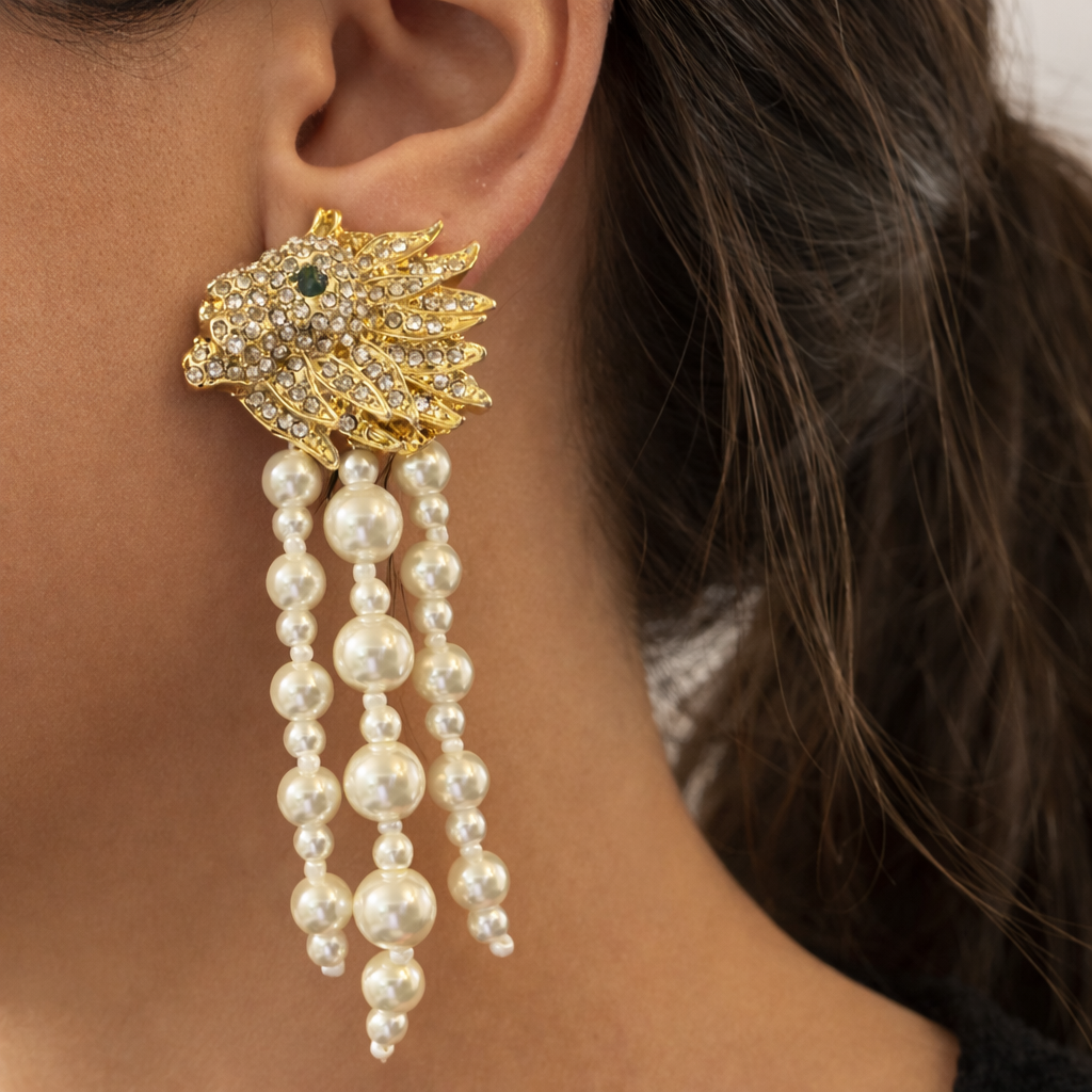 La Reine Des Perles Statement Earrings