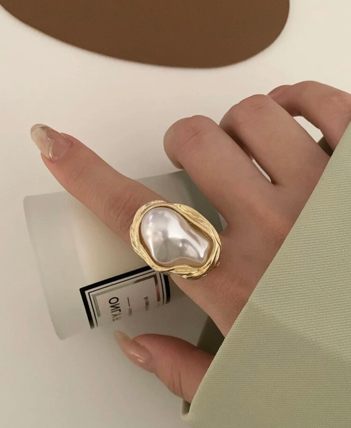 Huge White Pearl Ring