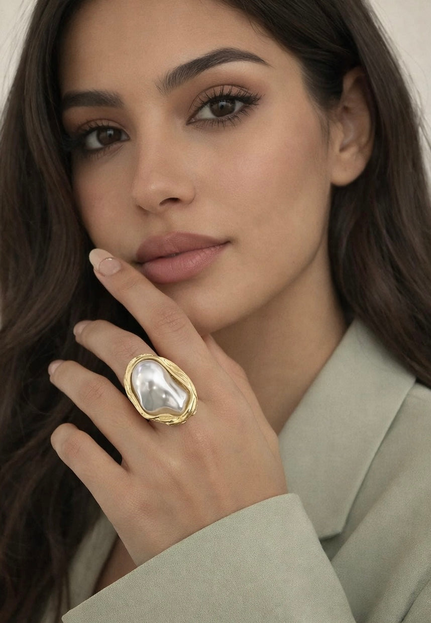 Huge White Pearl Ring