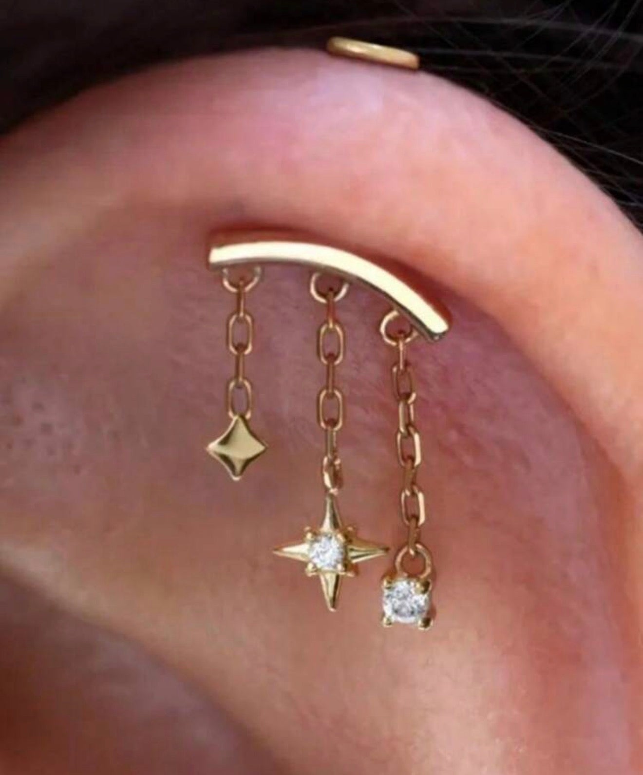 925 Sterling Silver Dangled Piercing