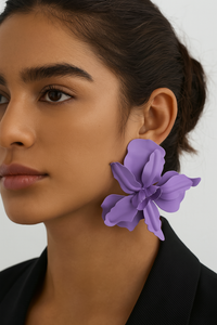 3D Purple Flowery Earring