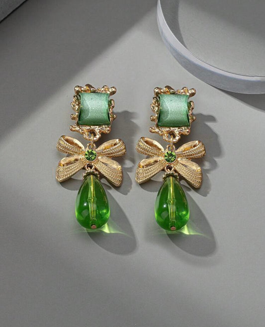 Clip on “Non Pierced” Green Earrings