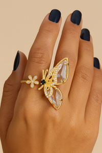 Zirconia Butterfly Cuff Ring