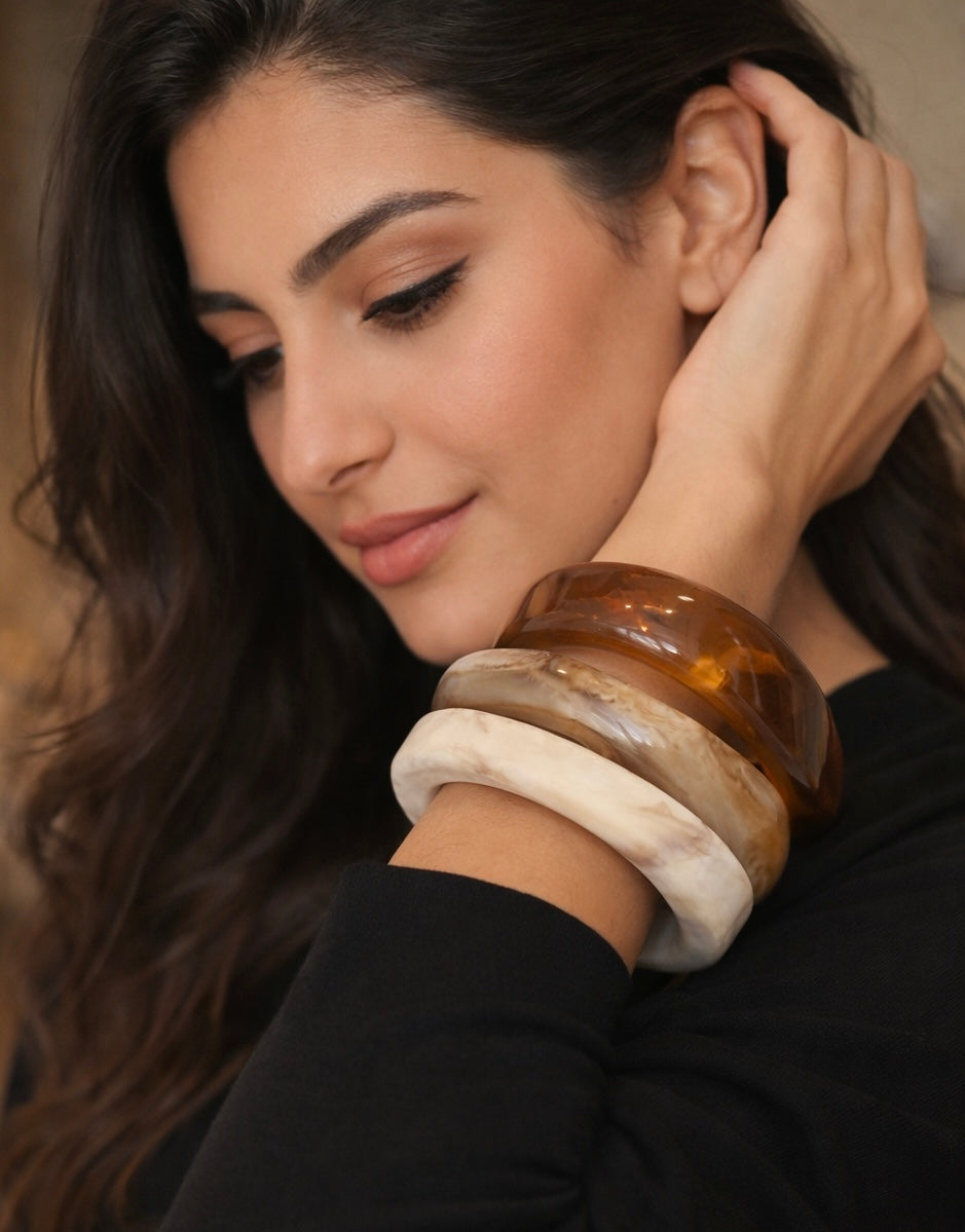 Trio Marbré Bangle Set