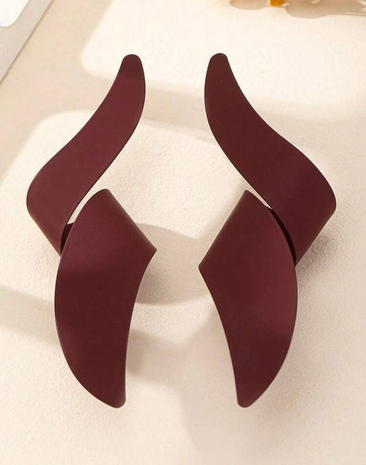 Matt Burgundy Earrings