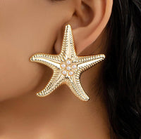 Oversized Pearly Starfish Earrings