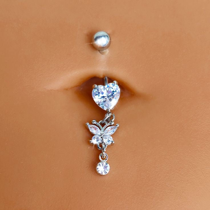 Rhinestone Butterfly Belly Button
