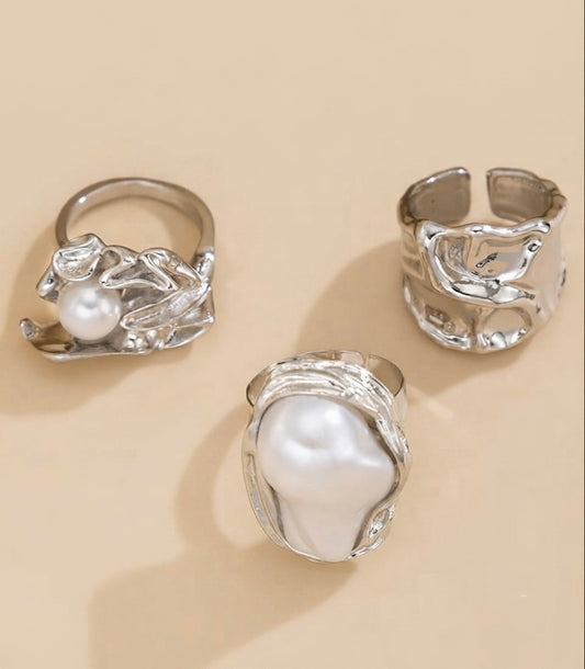Perle Brute Ring Set