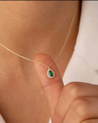 Emerald Water Drop Pendant & Necklace