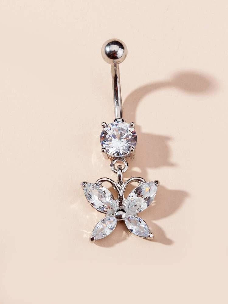 Rhinestone Butterfly Belly Button