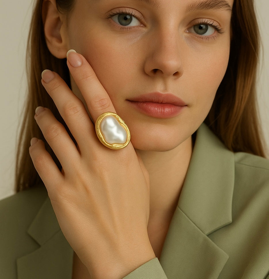 Huge White Pearl Ring