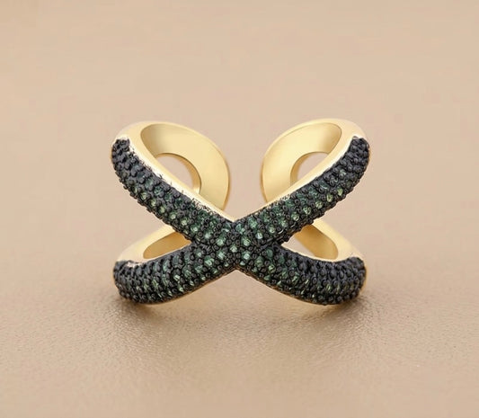 X Rhinestone Ring