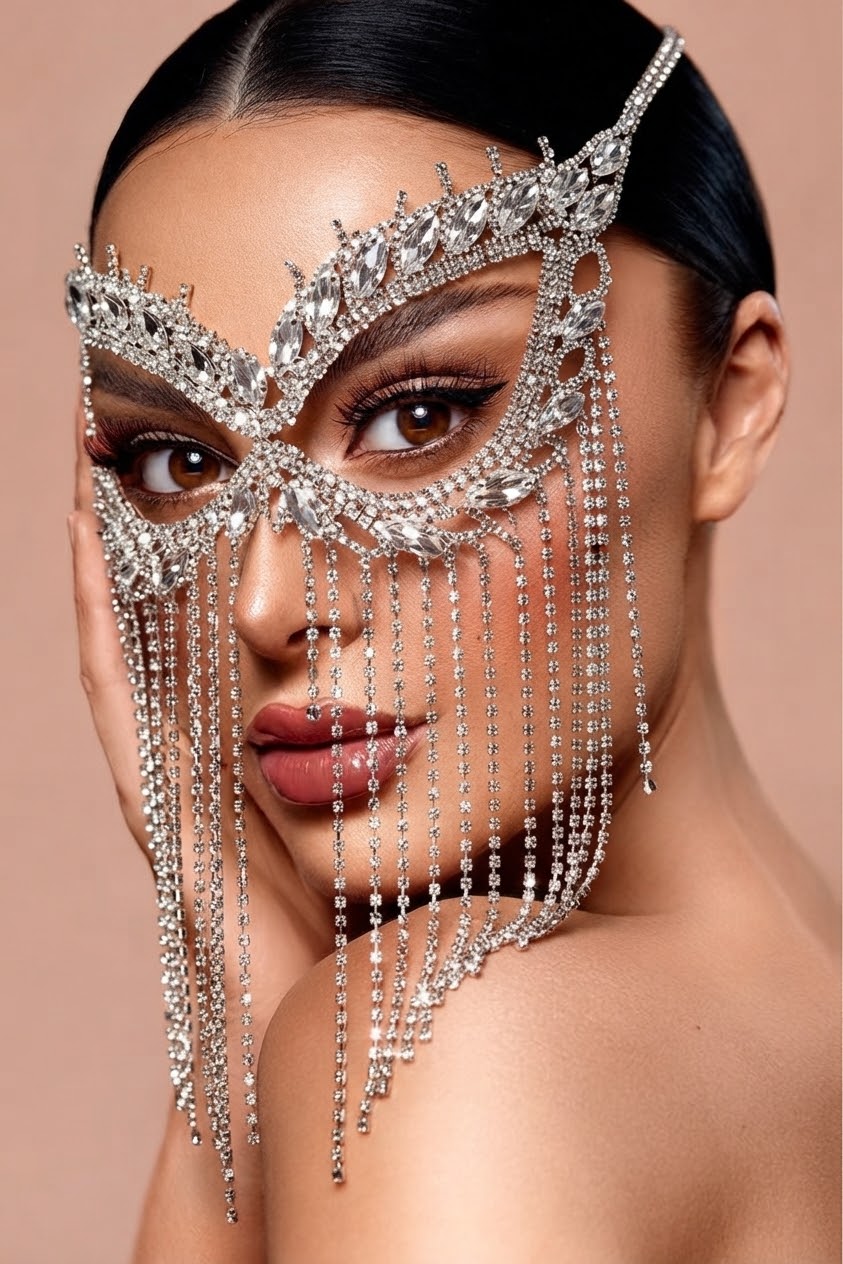 Statement Rhinestone Halloween Mask