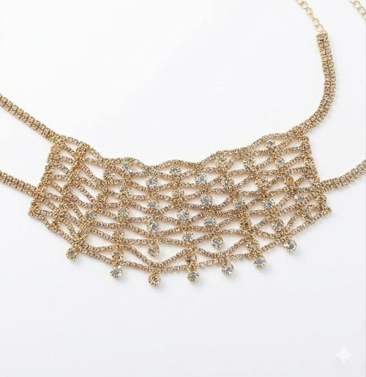 Golden Rhinestone Soirée Choker