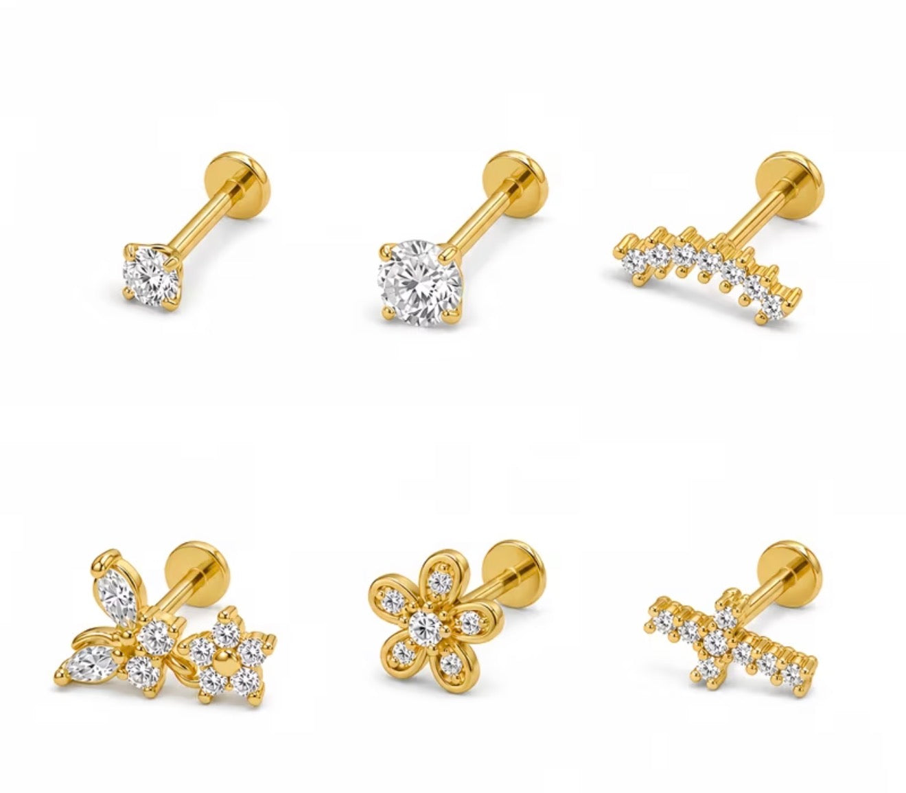 Lily Cross Rhinestone Pierced Set