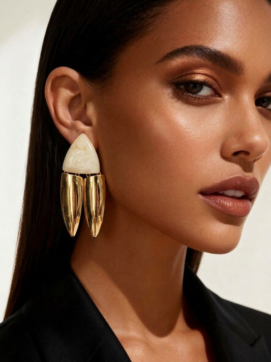 Diva Dorée Earrings « White & Burgundy »