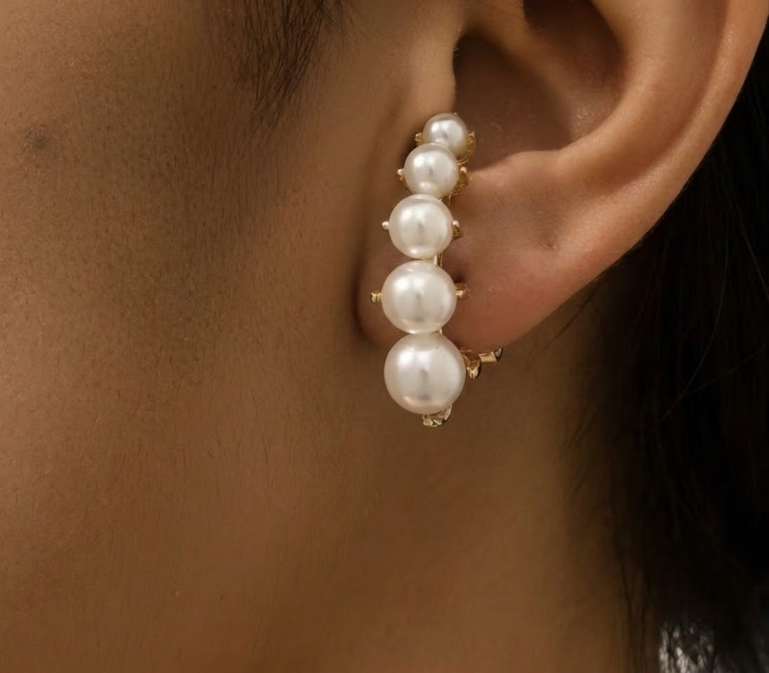 Pearl Statement Hoop Earrings