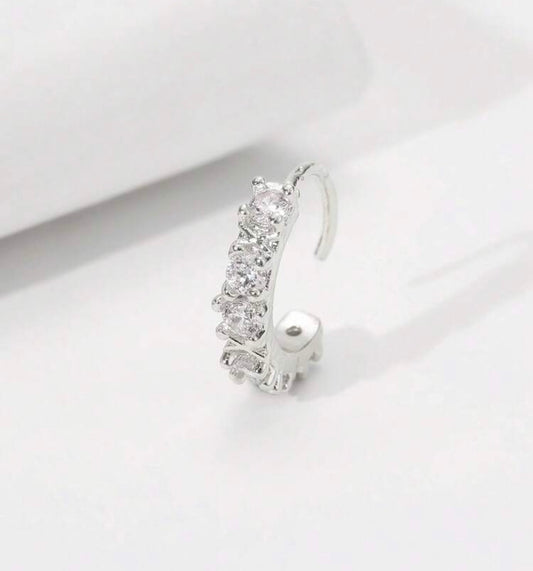 Rhinestone Silver Nose Button