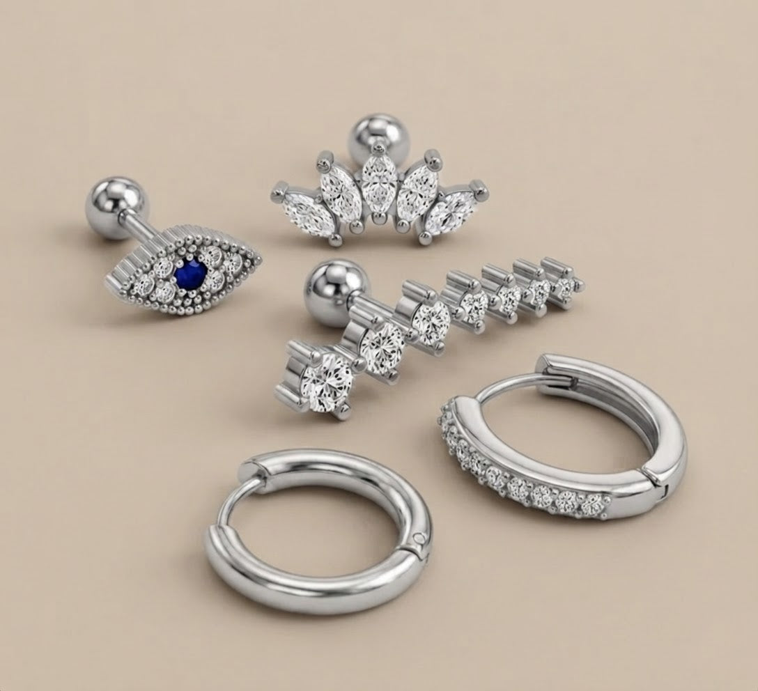 Evil Eye Earrings Set