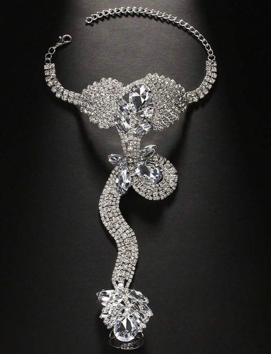 Crystal Butterfly Hand Bracelet