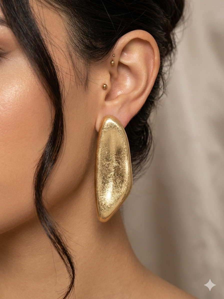 Golden Leaf Matt Earrings
