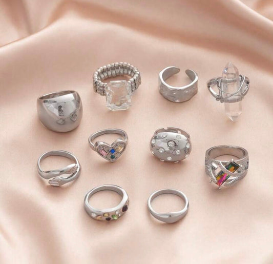 10 Pieces Resin Summer Ring Set