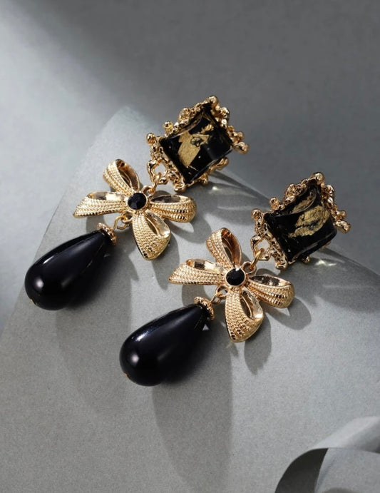 Non Pierced Black Drop Earrings