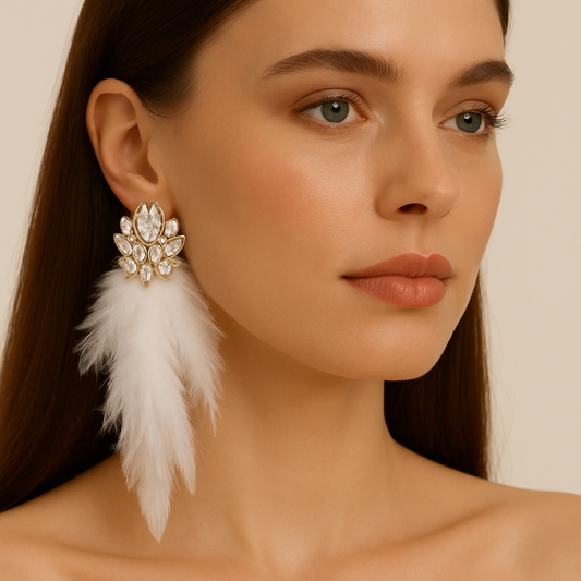 White Feather Earrings