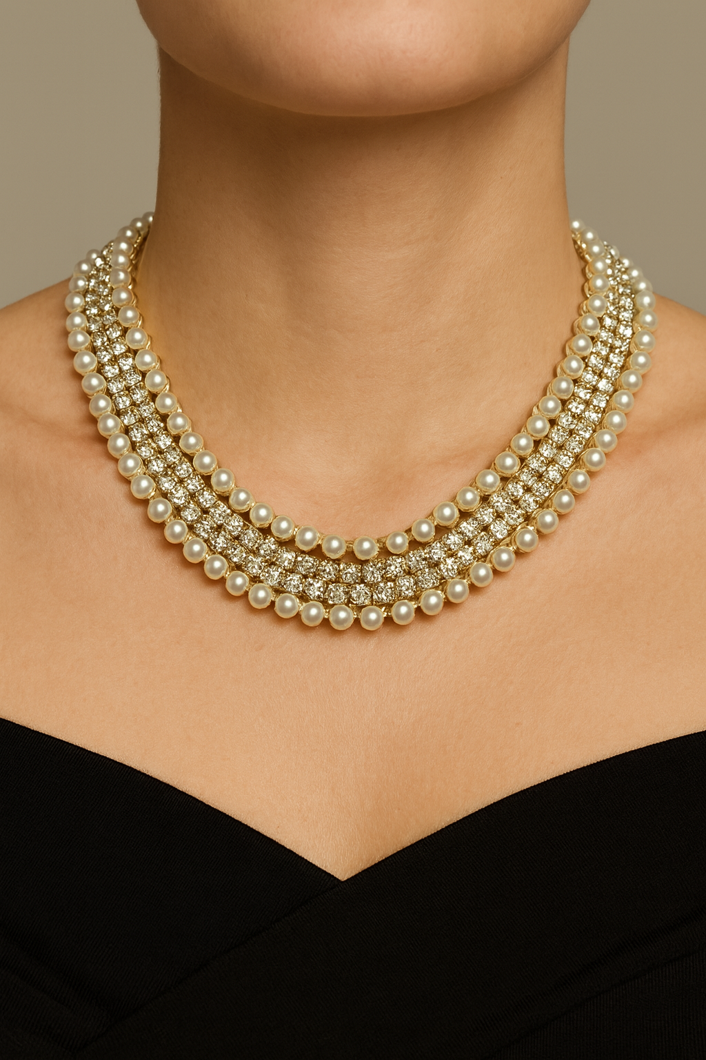 Shiny Double Pearl Necklace