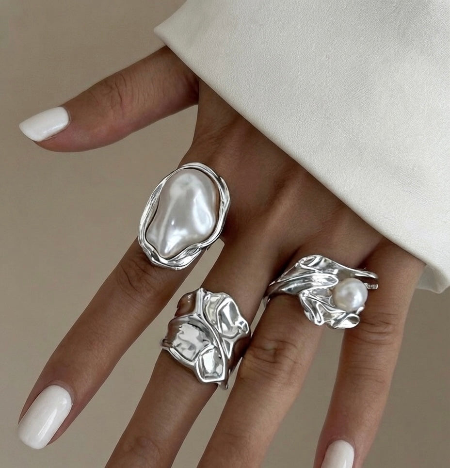 Perle Brute Ring Set