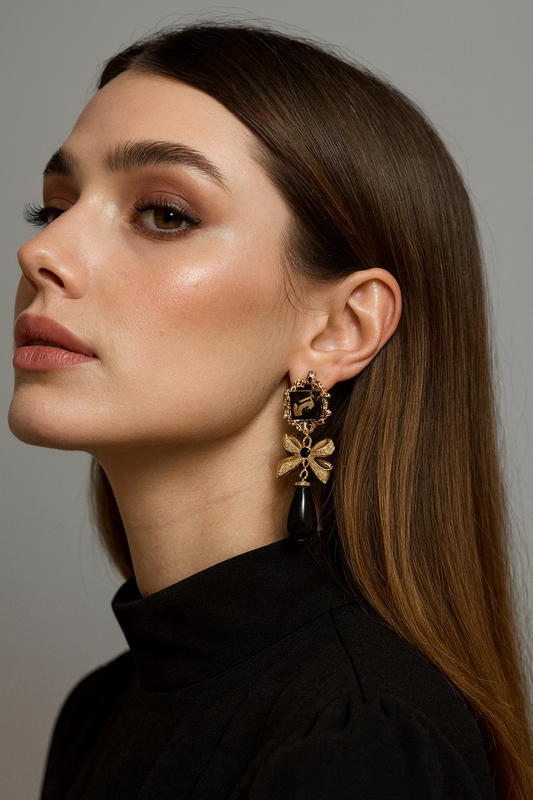 Non Pierced Black Drop Earrings