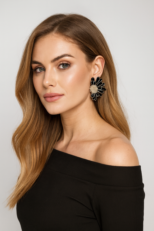 Black Flower Earrings