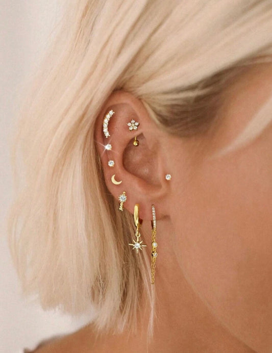 9 Pcs Shiny Zirconia Earrings Set