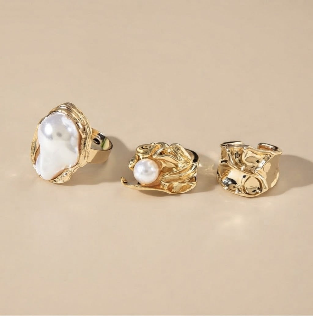 Perle Brute Ring Set