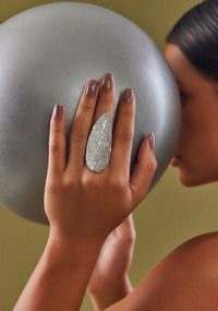 Silver Rhinestone Lily Drop Ring