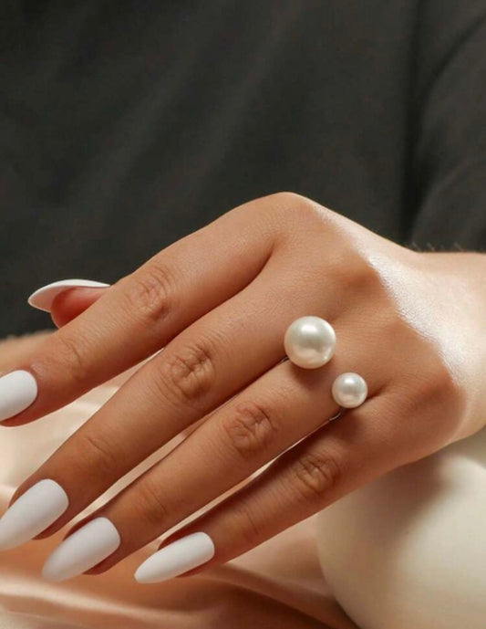 Adjustable Open Pearl Ring