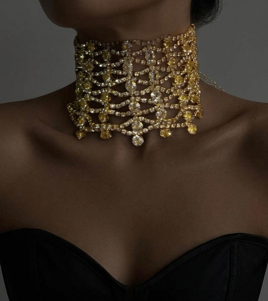 Golden Rhinestone Soirée Choker