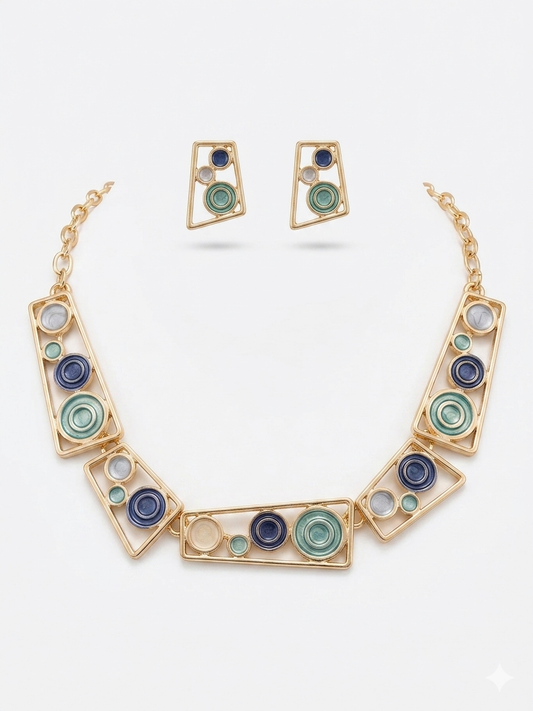 Bleu Océan Orbit Necklace & Earrings Set