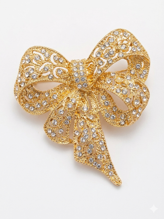 Pavé Ribbon Brooch