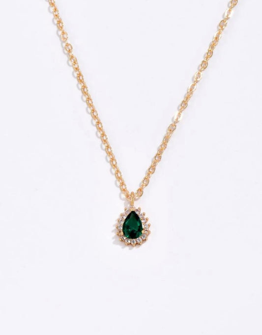 Emerald Water Drop Pendant & Necklace