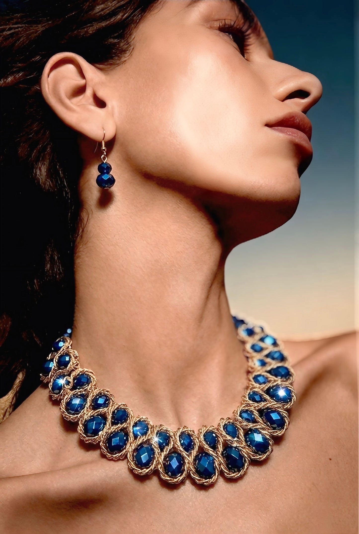 Bleu Earrings & Necklace Set