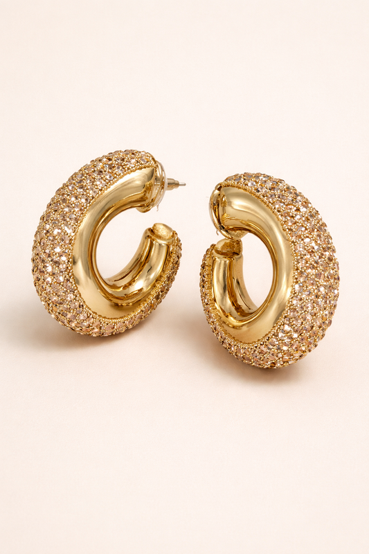 Gold Pavé Statement Hoop Earrings
