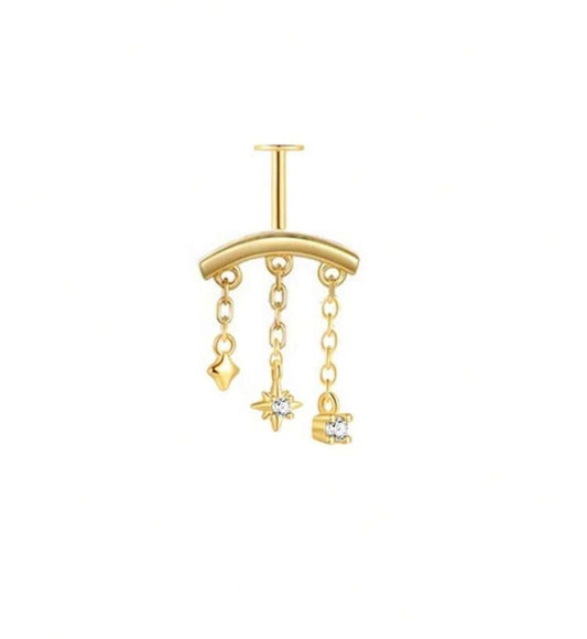 925 Sterling Silver Dangled Piercing