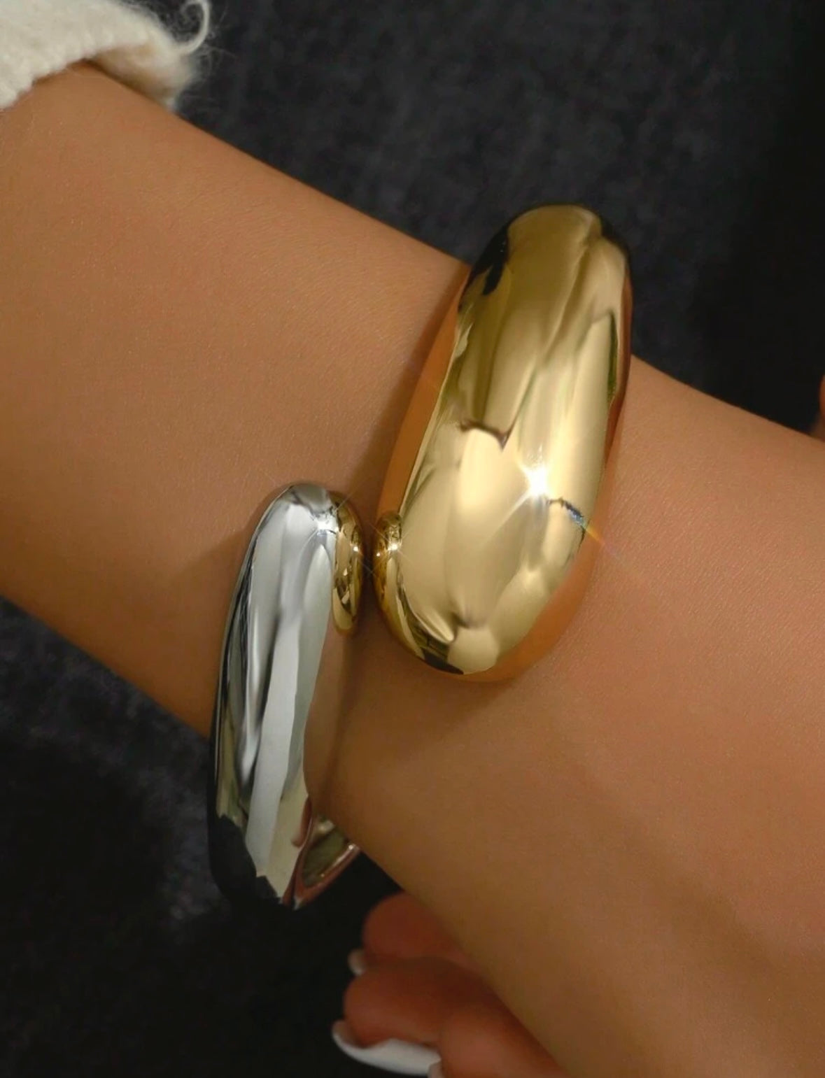 Half Gold/Silver Cuff Bangle