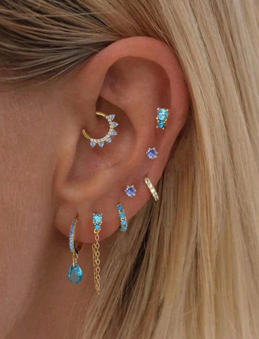 7 Pcs Sea Blue Earrings Set