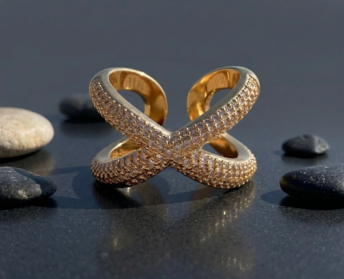 X Rhinestone Ring