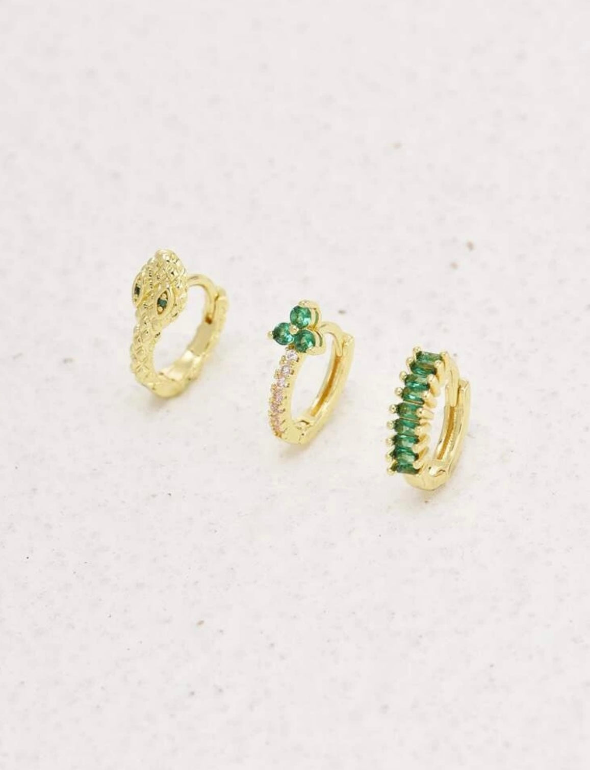 3 Pcs Snake Rhinestone Earrings