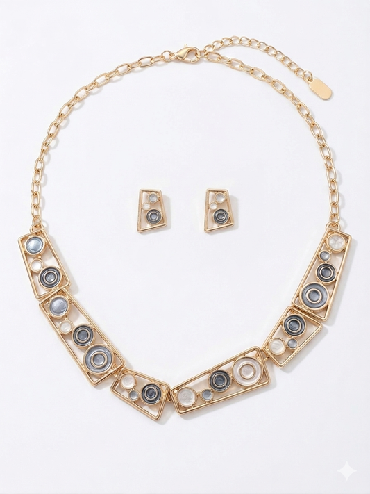 Light Bleu Orbit Earrings & Necklace Set