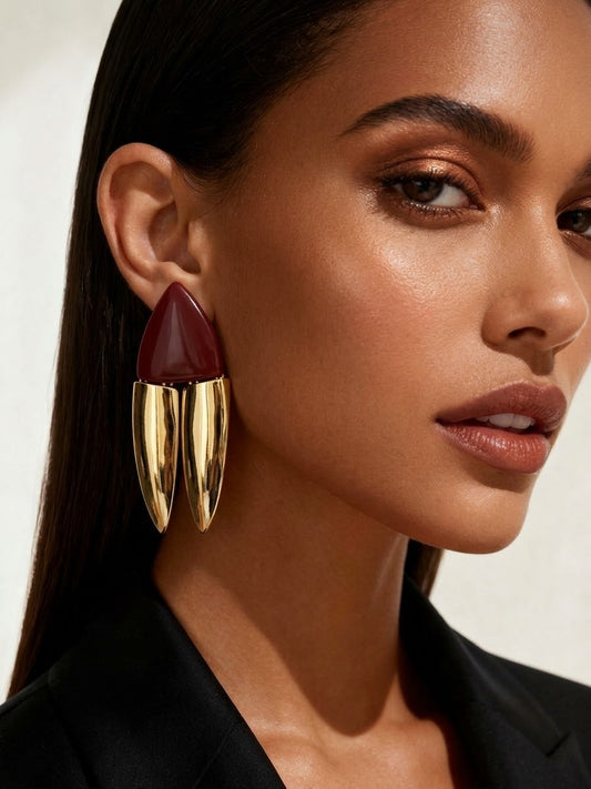 Diva Dorée Earrings « White & Burgundy »