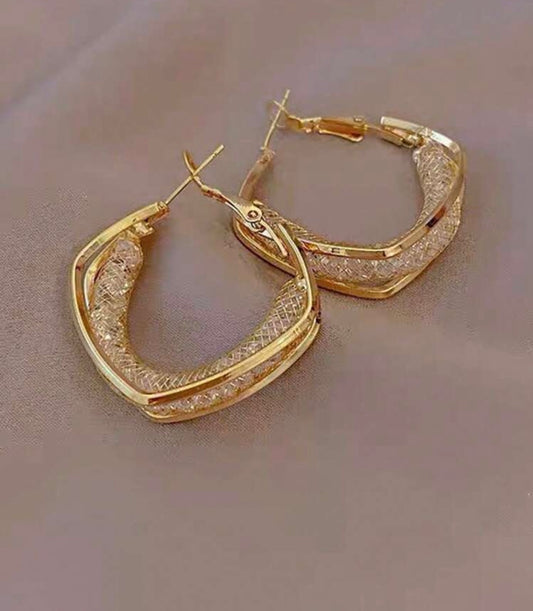 Cubic Zirconia Gold Hoop Earrings